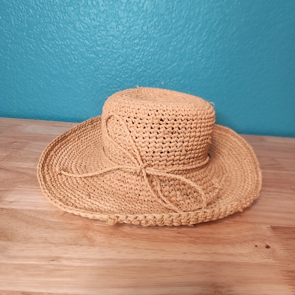 Scala Crocheted Raffia Tan Hat with Drawstring - Picture 3 of 10